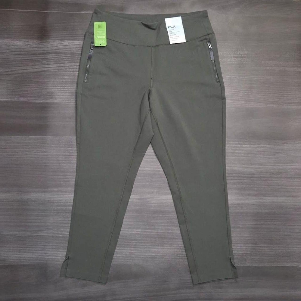 FLX Women's Green High-Waisted Leggings With Pockets XL